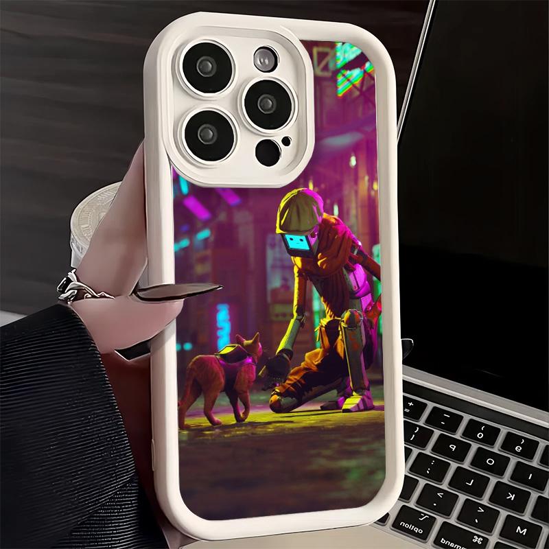 Чехол для телефона iPhone 17 Air 16E 15 16 Pro Max Игра «Бродячий кот» B-12 Чехол 14 Plus 13 12 Mini Мягкий силиконовый Fundas