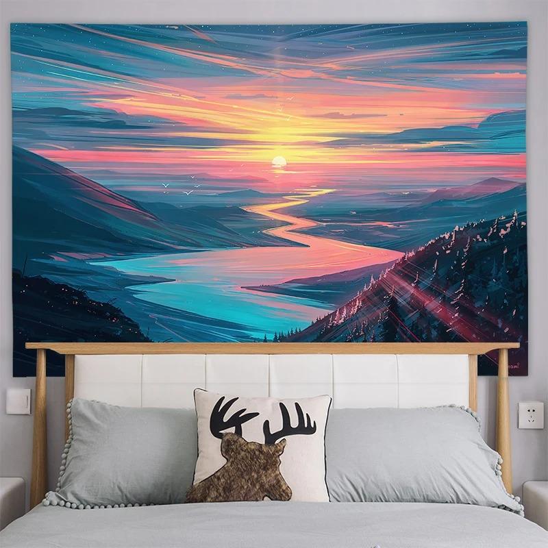Вид на море Гора Фудзи Узор Спальня Гостиная Гобелен Домашнее украшение стены Гобелен