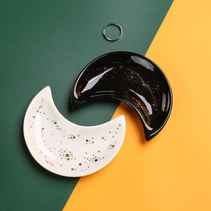 Nordic Ceramic Moon Jewelry Dish & Ring Holder Vanity Tray