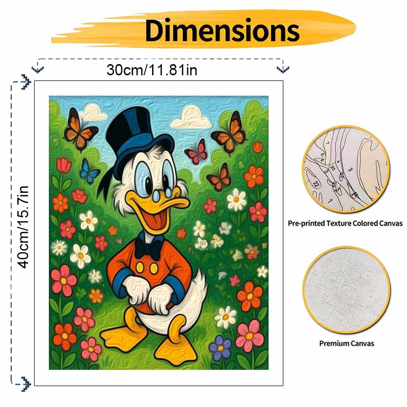 Disney Scrooge Duck Hand Painting Kit Decoration Classic Style Home Decor DIY Art Crafts Garden Flowers Butterflies Colorful Painting