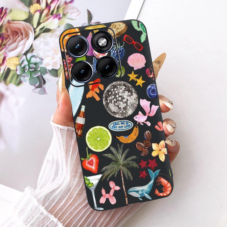Для Motorola Edge 70 Fusion Милый Цветок Бабочка Кошка Расписной Чехол Для Motorola Edge70 Fusion 5G Черный Силиконовый Мягкий Чехлы Для Телефона