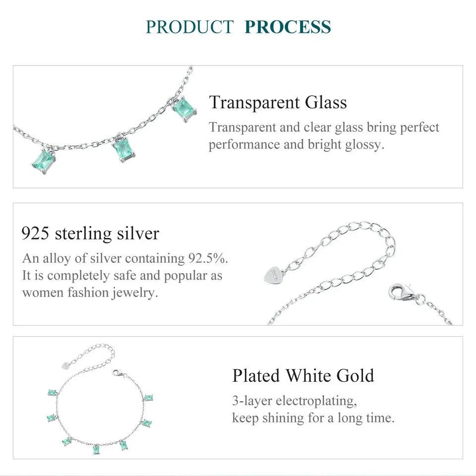 Женский браслет BAMOER с кисточками из белого золота, штабелируемый браслет из стерлингового серебра 925 пробы с шестью подвесками