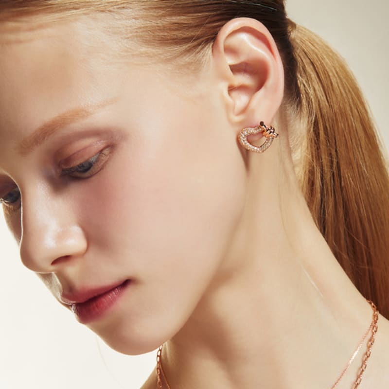 METROCITY JEWELRY Cuore Sterling Silver Rose Earrings A231SE0001RPA