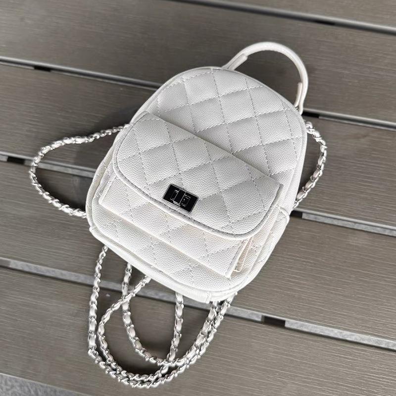 Модные кожаные маленькие рюкзаки, высококачественные женские сумки через плечо с ромбическим шитьем, универсальные сумки большой вместимости с цепочкой