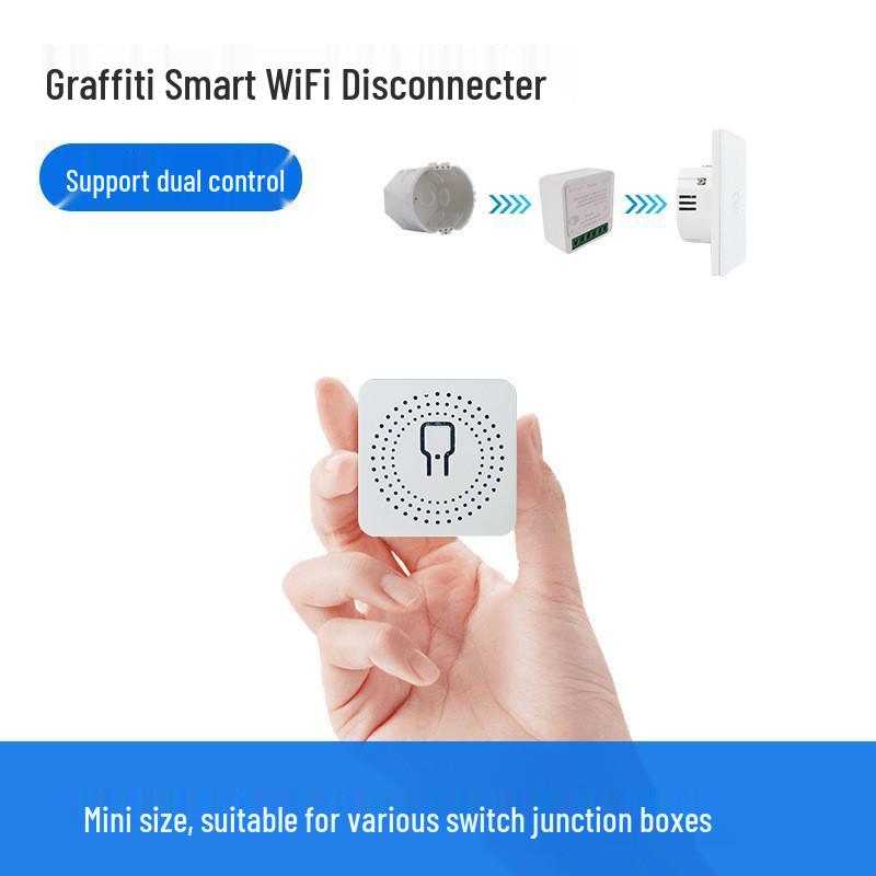 Graffiti Smart WiFi Mini Circuit Breaker: No Wiring, Alexa & Mobile Timer, 16A Double Control, Hidden Type.