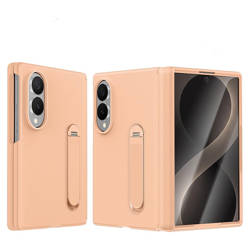 360 Metal Bracket Holder Leather Case for Samsung Galaxy Z Fold 8 Wide 5G Screen Protector Film Magnetic Hinge Protection Cover