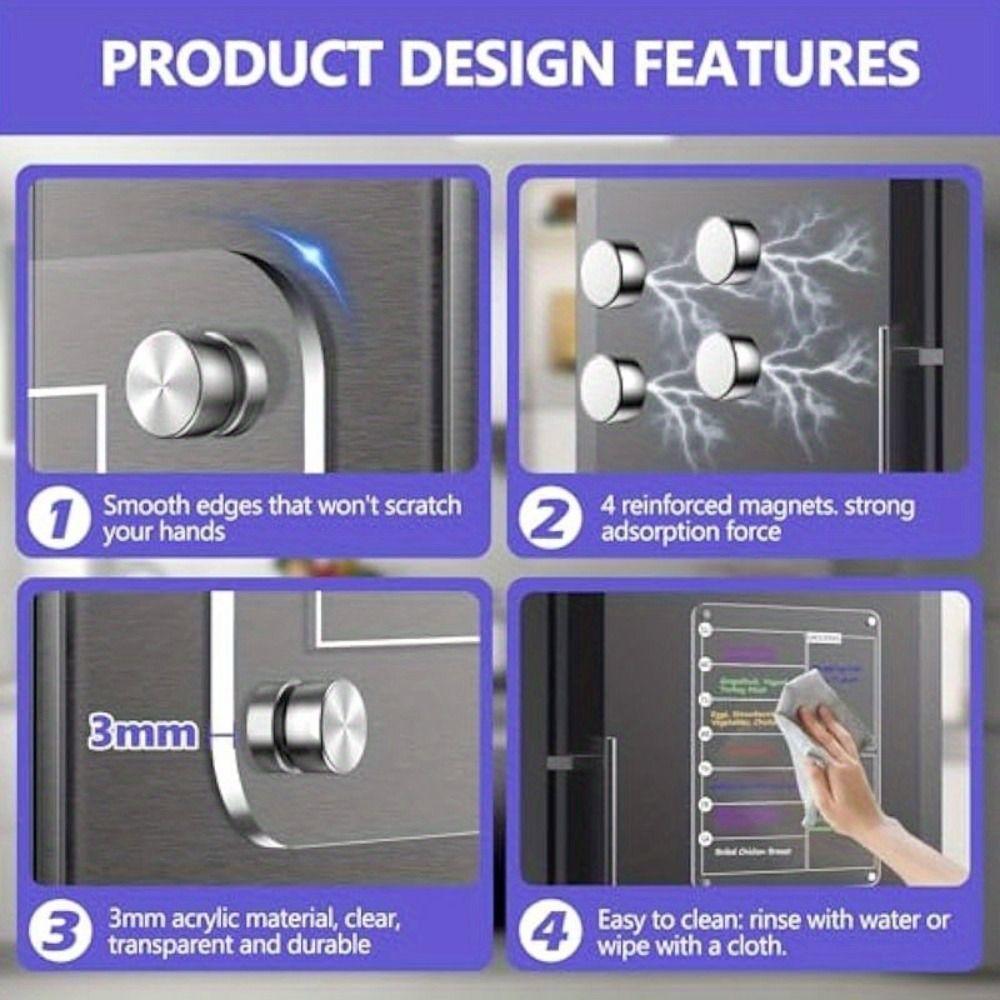 Transparent Magnetic Acrylic Weekly Planner Reusable Planning Note Board  School