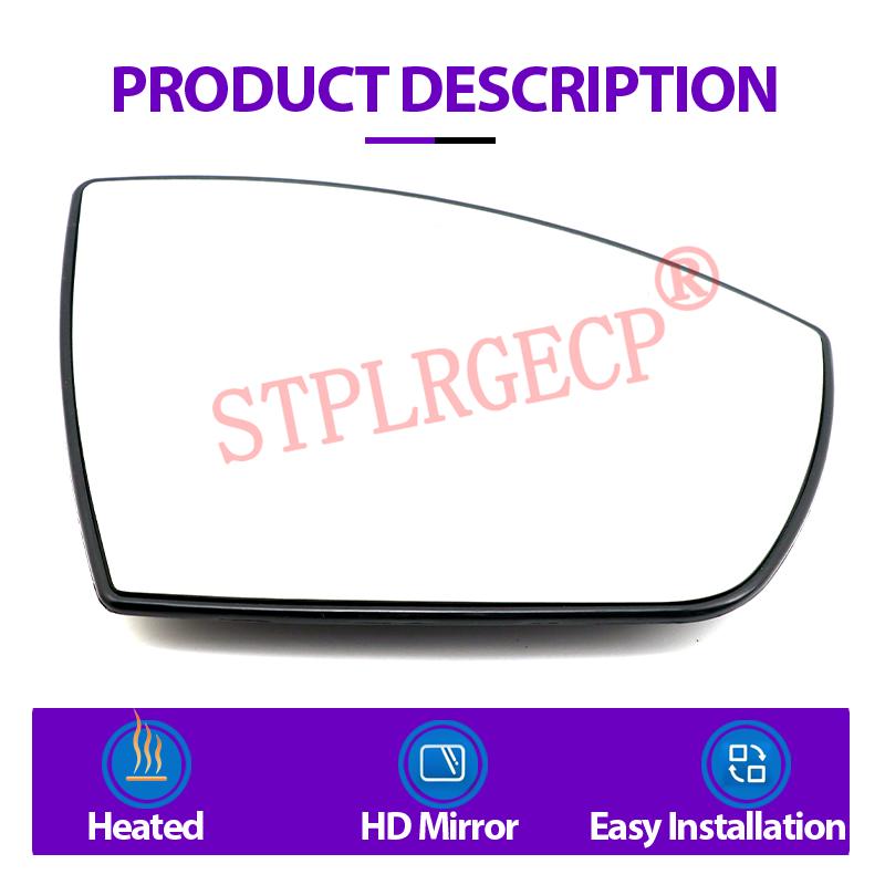 Stplrgecp Passenger Driver Side Left or Right Door Side Heated Wing Mirror Glass Lens for Ford Escape 13-16 Kuga EcoSport 13-20