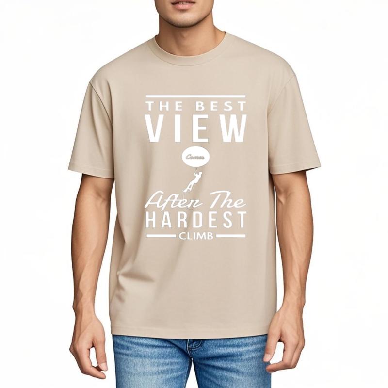 Vintage Tshirt Minimalist Tshirt Adult For men short sleeve tshirt The Best View After The Hardest Climb Stylish Women tees