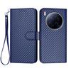For TECNO Camon 40 Premier 5G Wallet Case with Strap Carbon Fiber Texture Leather Mobile Cover