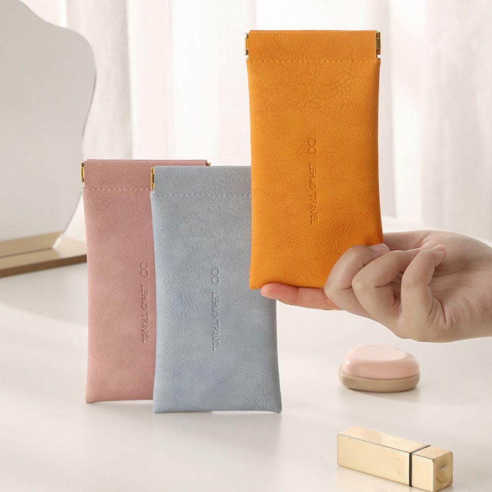 Simple Waterproof Cosmetic Bag Small Coin Purse Sunglasses Storage Bag PU Leather Glasses Case