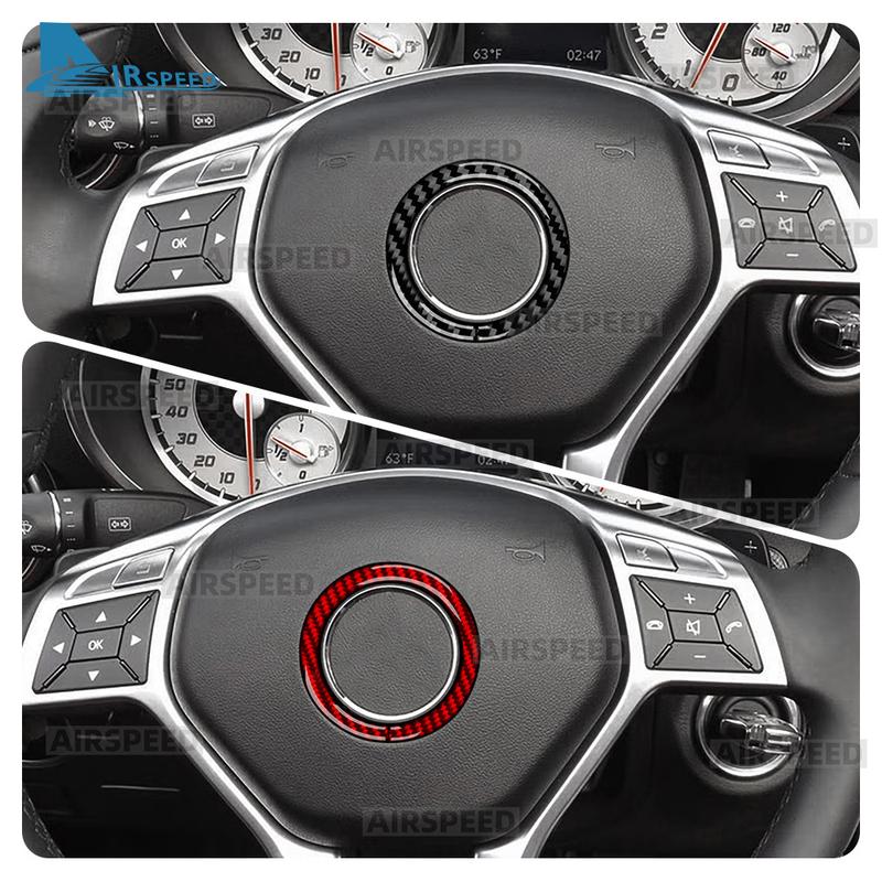For Mercedes Benz SLK R172 2011 2012 2013 2014 2015 2016 Car Steering Wheel Center Panel Real Soft Carbon Fiber Trim Sticker