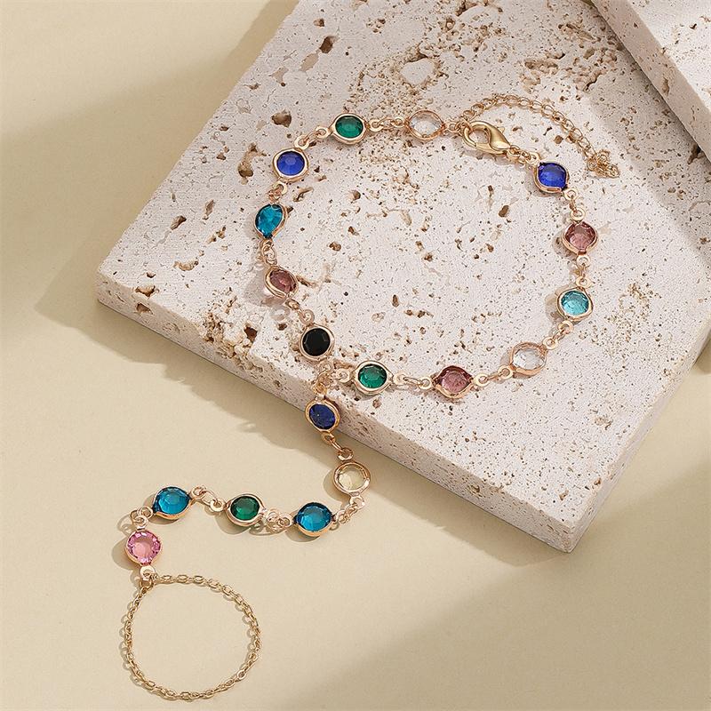 Богемный стиль изысканный красочный драгоценный камень запястье цепочка яркий камень браслет для женщин девушка подарок на день рождения