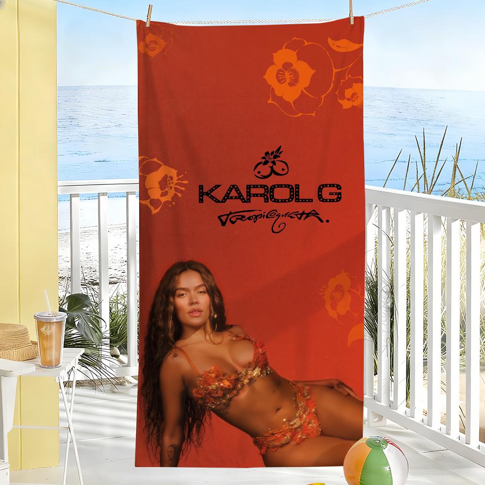 Singer Karol G Tropicoqueta Towel Soft Pool Gift For Travel Gym Shower Camping Quick Dry Sports Large Beach Towels