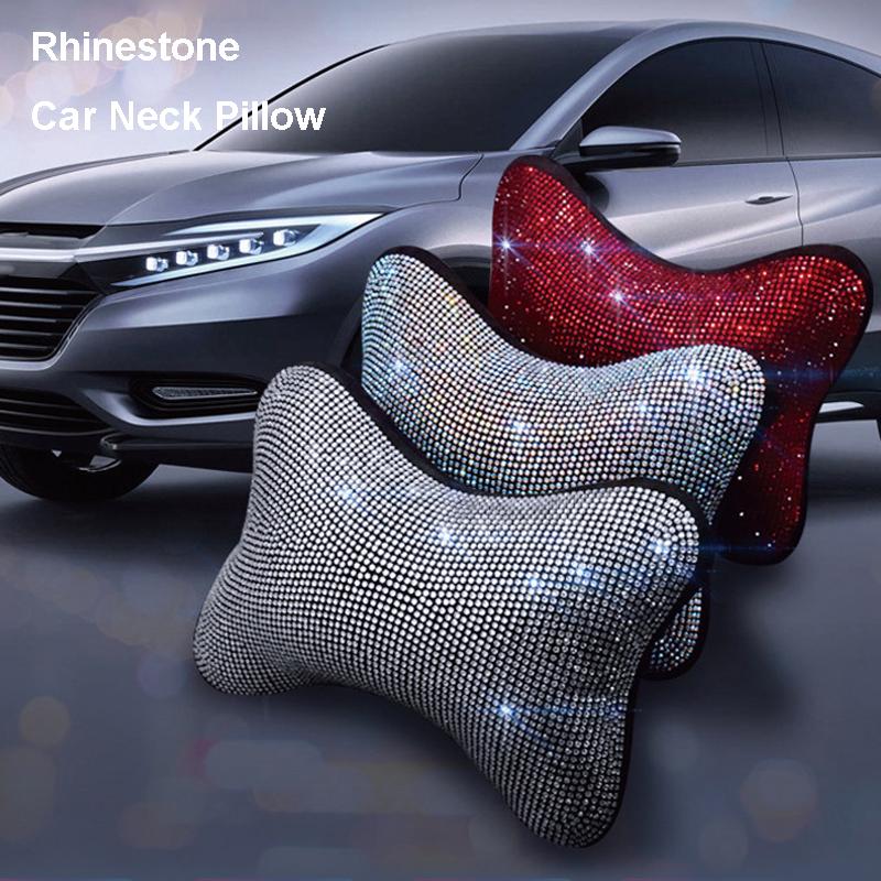 2 шт. блестящая подушка для шеи автомобиля с бриллиантами для автокресла водителя авто подголовник сиденья подушка со стразами Радуга Bling аксессуары