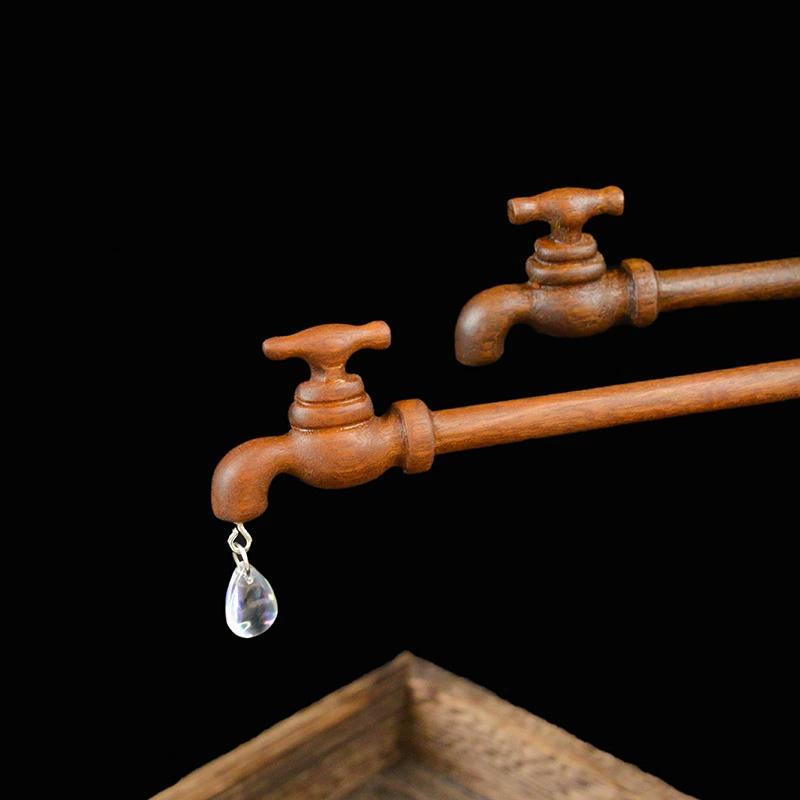 1Pc Water Droplet Shape New Chinese Style Sandalwood Hairpin Ancient Headwear Wood Hairpin Fun Headwear Faucet Hairpin