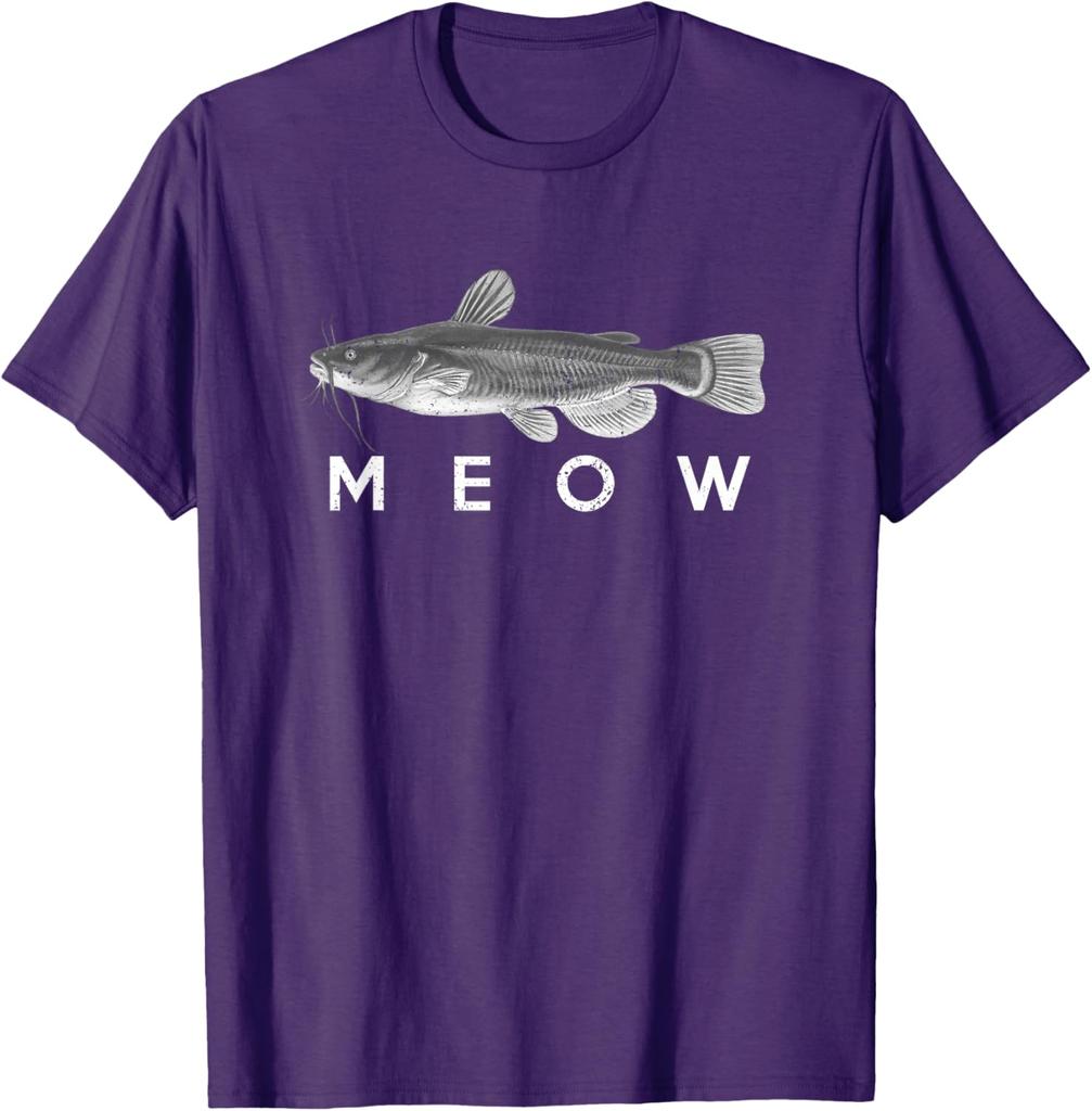Catfish Meow Pun Graphic Tee Funny Fishing Fisherman Lover Gift T-Shirt