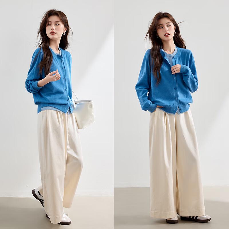 VICTORIA&VERA Women's Faux Two-Piece Colorblock Knit Cardigan