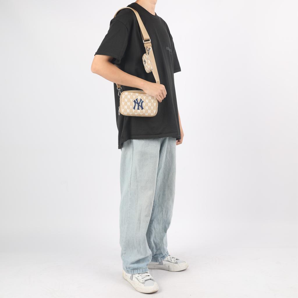 New MLB Monogram Collection Polyester Camera Bag Combo Bag Crossbody Bag Shoulder Bag Unisex Khaki 3ACRS022N-50BGD