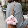 Metal Ring Rabbit Plush Pendant Bag Charms Rabbit Plush Key Ring Rabbit Fur Keychains  Backpack