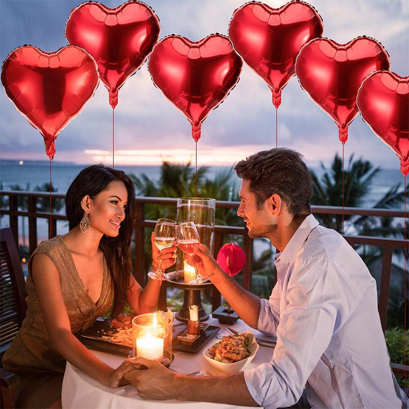 5-50pcs 18inch Solid Color Love Heart Aluminum Foil Balloon Birthday Party Valentine's Day Wedding Decor Baby Shower Supplies 5
