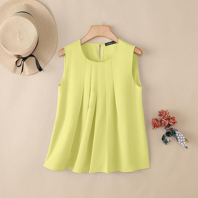 ZANZEA Женские повседневные летние майки без рукавов с круглым вырезом