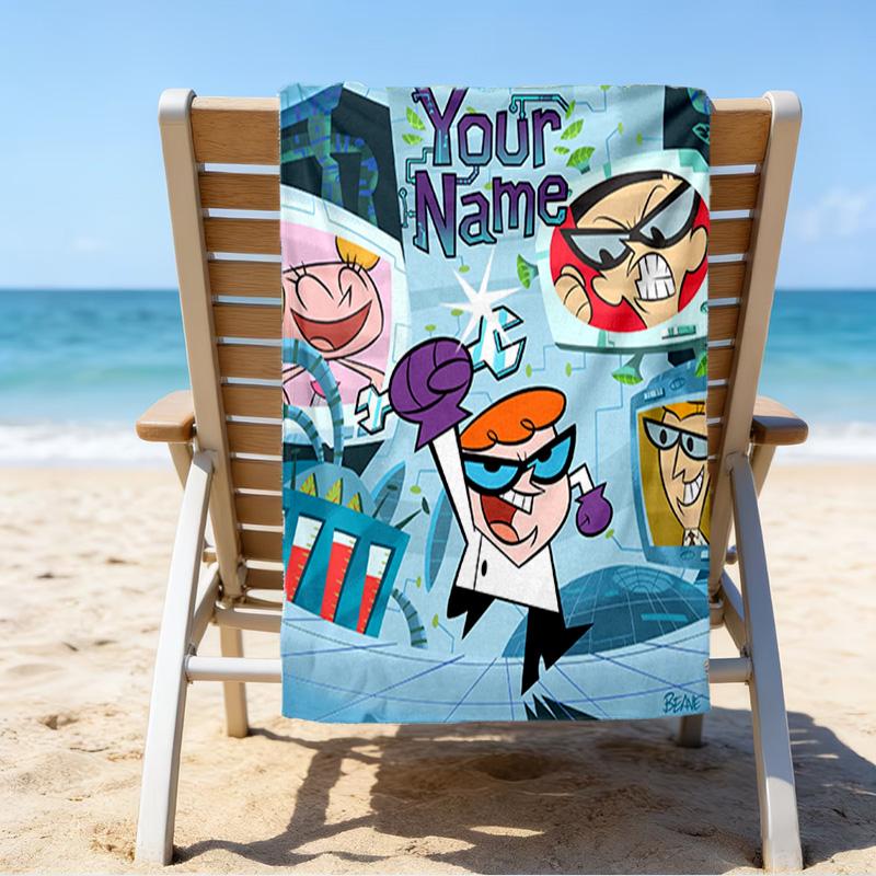Custom Name Beach Towel Dexter Power Adventure Beach Towel, Soft Microfiber, Gift for Her/Him, Birthday, for Pool, Beach, Travel, Fan gifts