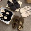 Design Fur Women Mary Jane Shoes Concise Keep Warm Outdoor Shoes Ladies Comfort Cotton Flats Shoes