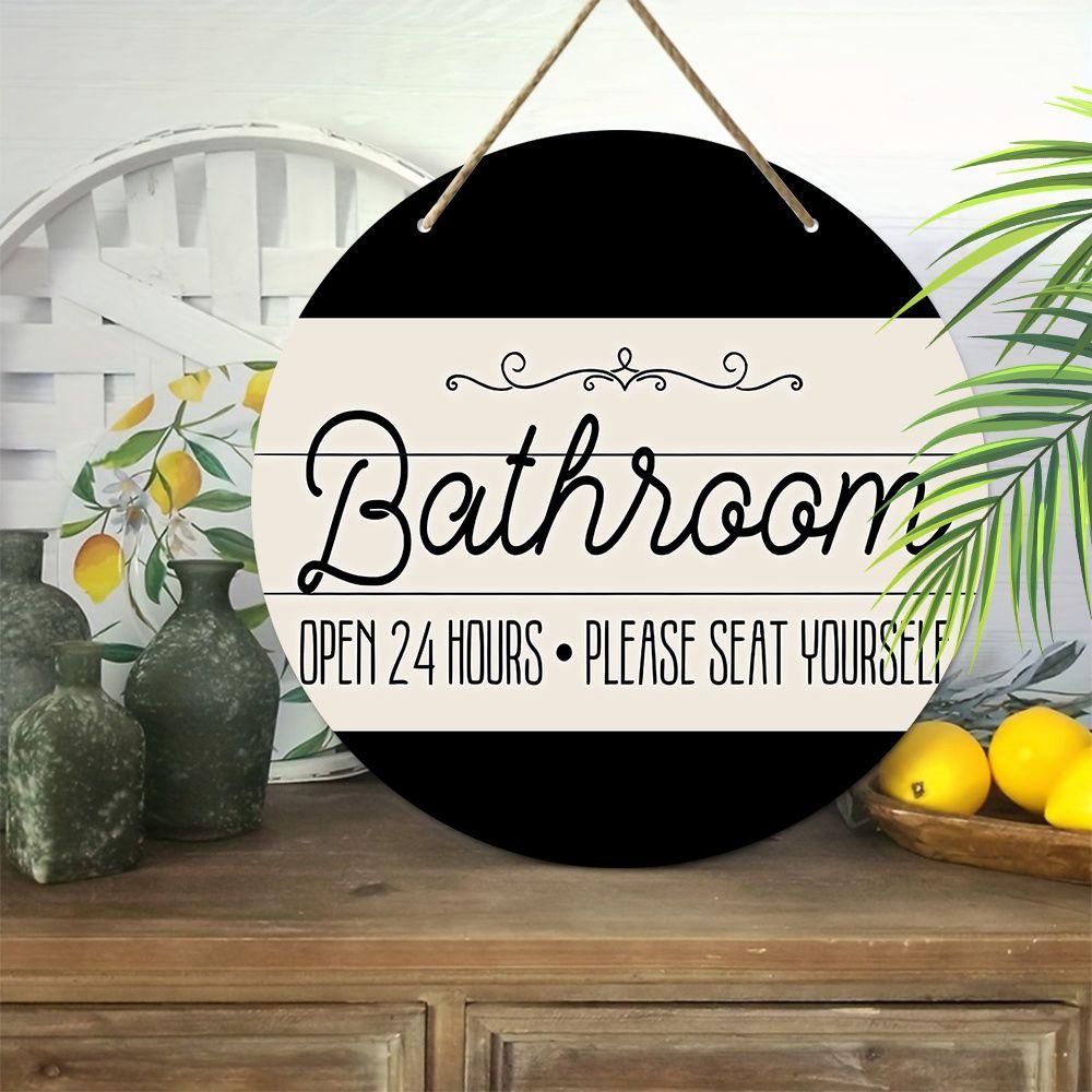 Деревянные подвесные декоративные таблички, украшения для туалета, 2D плоские подвески, рисунок - логотип "Ванная комната", подарок на новоселье для друзей