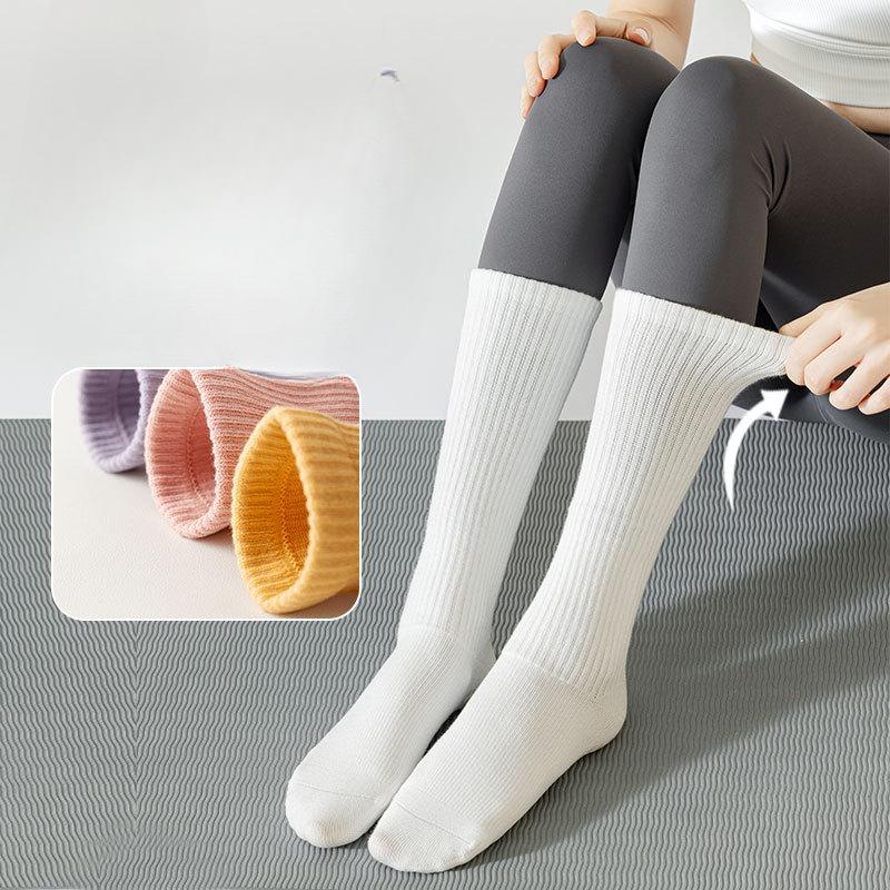 Носки для йоги, Женские носки до середины икры, Профессиональные фитнес-носки для пилатеса, Силиконовые противоскользящие спортивные длинные носки, Хлопковые носки с влагоотводящим эффектом
