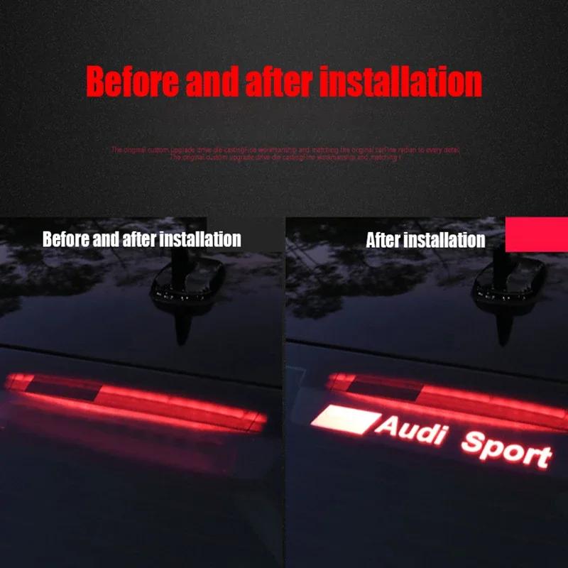 PVC Car Logo Brake Light Projection Warning Lights Board Sticker Emblem Accessories For dgrb6 Quattro Sport RS S-line A3 A4 A6
