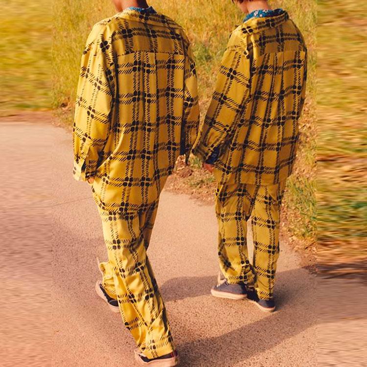 Uniqlo Коллаборация Marni Весна-Лето 2022 Полосатые повседневные брюки прямого кроя Женские брюки Горчичный 449552-49