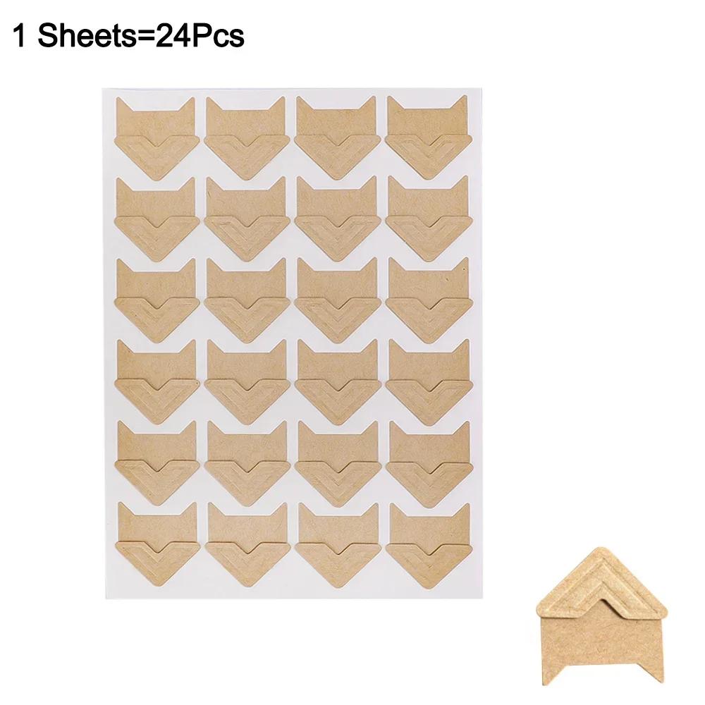 120/24Pc Photo Corners Stickers Diy Vintage Corner Kraft Paper Stickers For Photo Album Frame Decoration Scrapbooking Picture