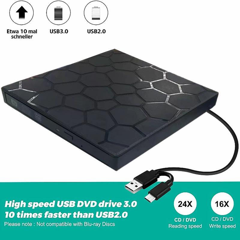 Ультратонкий многофункциональный внешний DVD-привод 3.0 USB и Type-C. Обновление