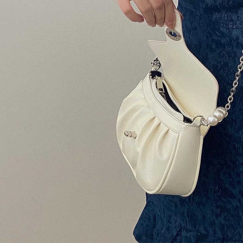 Сумка с жемчужной цепочкой для женщин Niche Design, плиссированная милая сумка через плечо, клатч для ужина знаменитости