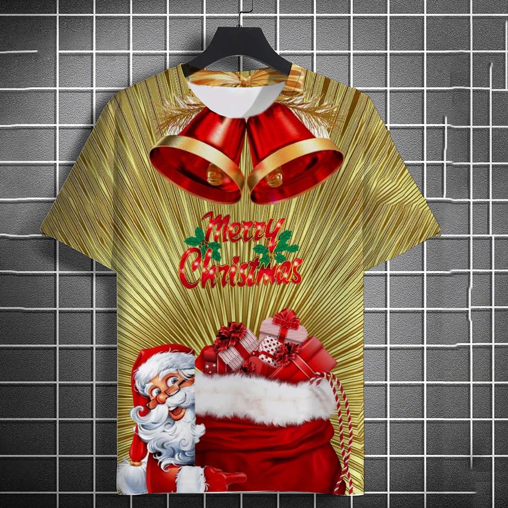 Men's T-Shirt Kids T Shirts 3D Santa Claus Printed Short Sleeve Christmas T-Shirt Trendy Christmas Casual Clothing Tops