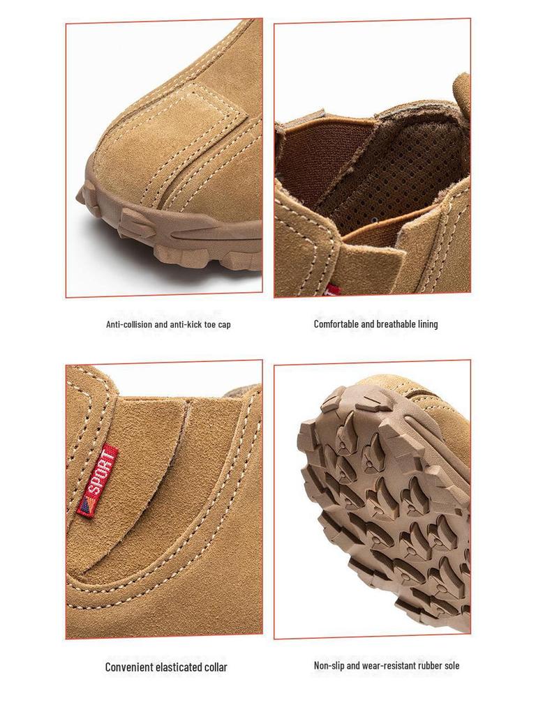 "Steel-Toe Breathable Anti-Scalding Cowhide Work Shoes: Comfortable, Wear-Resistant, and Puncture-Proof, Meeting National Safety Standards"