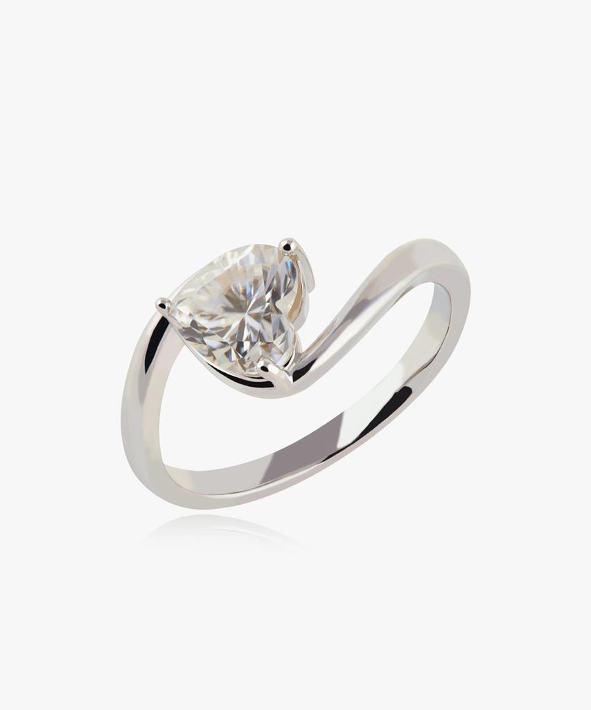 Helene Jewelry Серебро 925 пробы 1 карат Волна Сердцевидный огранки Муассанит Кольцо Miss (Тип C)