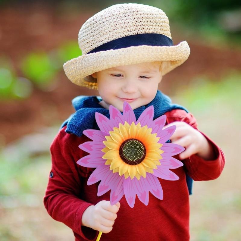 Winds Spinners for Lawns Patio Colorful Sunflower Pinwheel Toy Windmill Bulk 6pcs Party School Event Garden Lawns Pinwheels