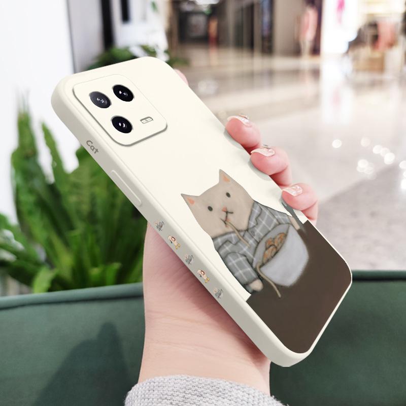 Чехол для телефона Xiaomi Mi 15 14 14T 13 13T 12 12X 12T 12S 11 11T 10 10T 9 9T Pro Lite из жидкого силикона с дизайном кошки из оригами