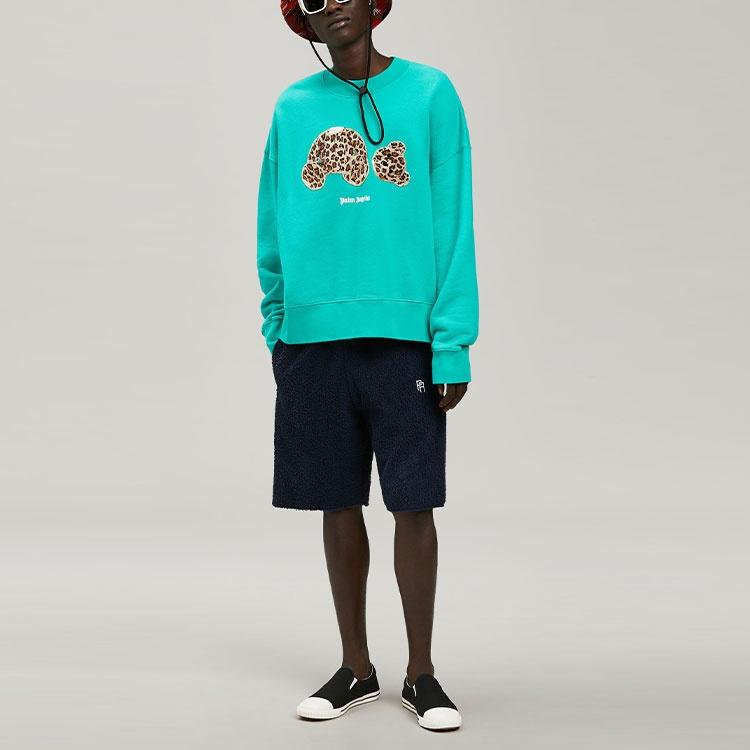 Palm Angels SS22 Leopard Bear Crewneck 'Forest Green Brown' Men's PMBA026S22FLE0075760