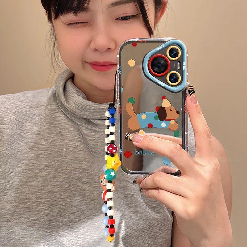 Подходит для чехла на телефон Huawei pura70pro + мультяшный милый чехол HUAWEIp60 50 дизайн синяя восковая собака