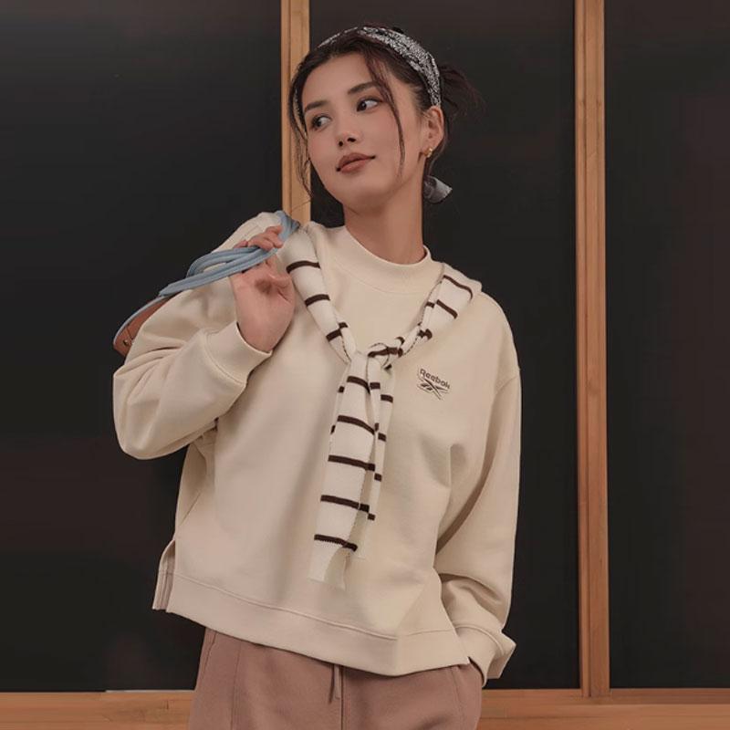 Reebok Минималистичный повседневный свитшот с заниженной линией плеч и круглым вырезом, женский свитшот Off-White 23FRC306WGW2