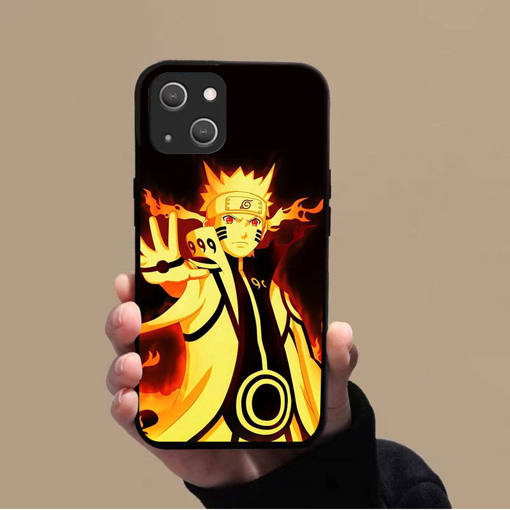 KK-2 Anime Naruto Soft Black Case for iPhone XR 14 15 11 12 13 6 7 8 X XS Pro Max Samsung S22 S23 S21 S24 FE Ultra S8 Plus
