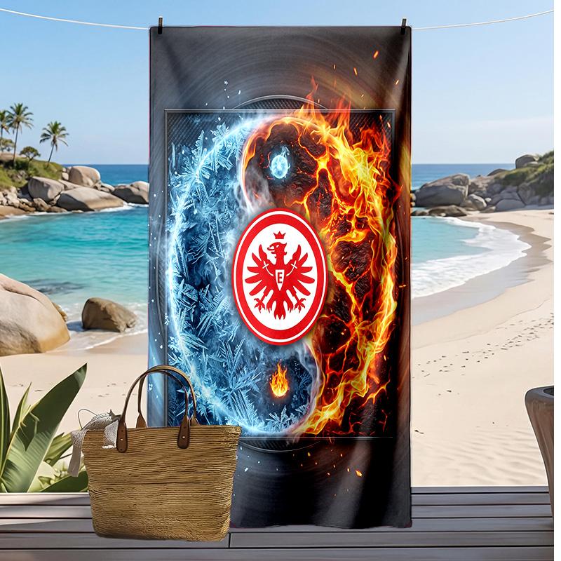 Пляжное полотенце Eintracht Frankfurt Football Print, Большое Мягкое Быстросохнущее Полотенце для Пляжа Кемпинга Плавания