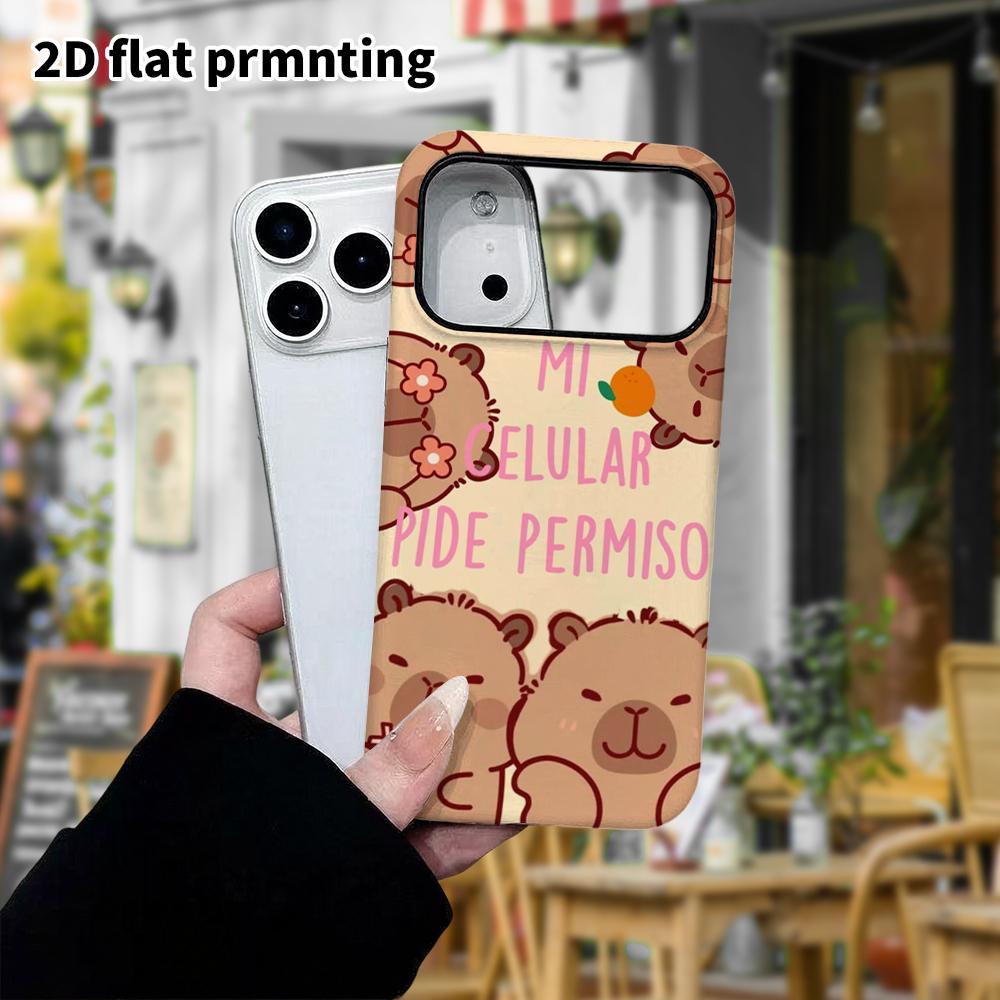 Phone Case: 2D flat design suitable for iPhone 18 17 16 15 14 13 Pro film protective case, couple style, capybaras in different poses, Christmas and H
