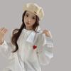 Love Embroidery Bow Long-sleeved White Shirt Female 2024 New Loose