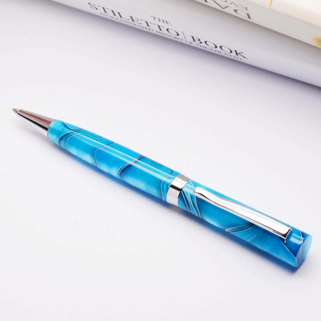 LACHIEVA LUX Luxury Writing Instrument Blue Acrylic Ballpoint Pen Gift Set A Luxurious Gift for Men and A Nice Pen Set for Women. Writing.