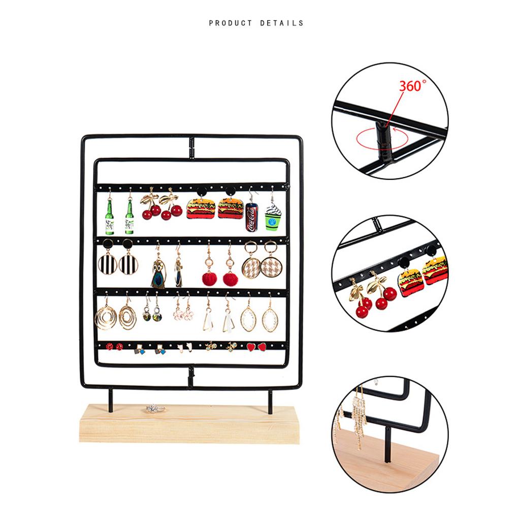 Держатель для украшений 5 ярусов Стойка-вращалка для сережек Подвеска для серег Деревянная основа Подставка для ювелирных изделий Органайзер-витрина