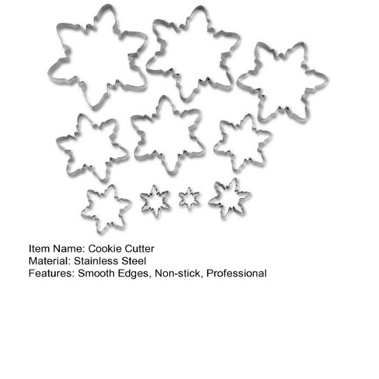 Набор из 10 штук рождественских формочек для печенья в виде снежинок, нержавеющая сталь, 3D форма елки, антипригарные инструменты для выпечки для праздника